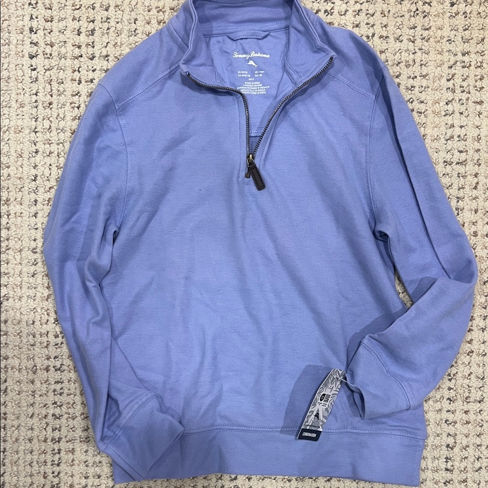 NWT Tommy Bahama boys Light Blue/purple Zip-Up long sleeve size M (7-8)